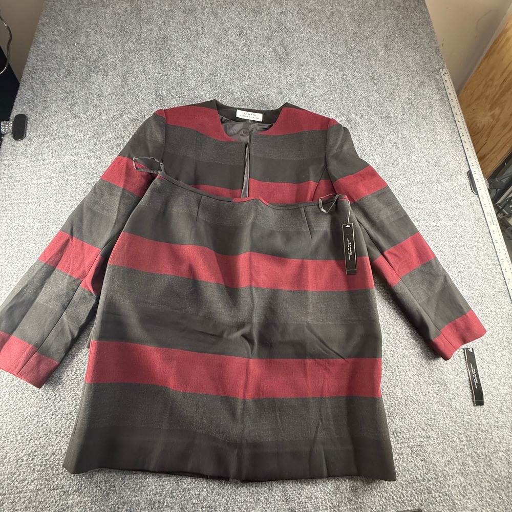 Tahari Arthur S Levine Red Black Striped Skirt Suit Set Size 16 NWT